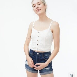 Aeropostale Cream Buttoned Crop Camisole